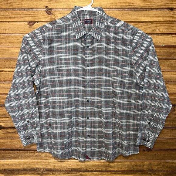 UNTUCKit Flannel Shirt Mens Size 2XL‎ Slim Fit Plaid Long Sleeve Gray Checkered - Picture 1 of 8